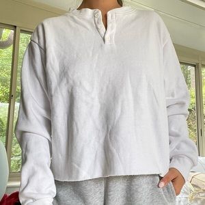 Brandy Melville white button up crew neck